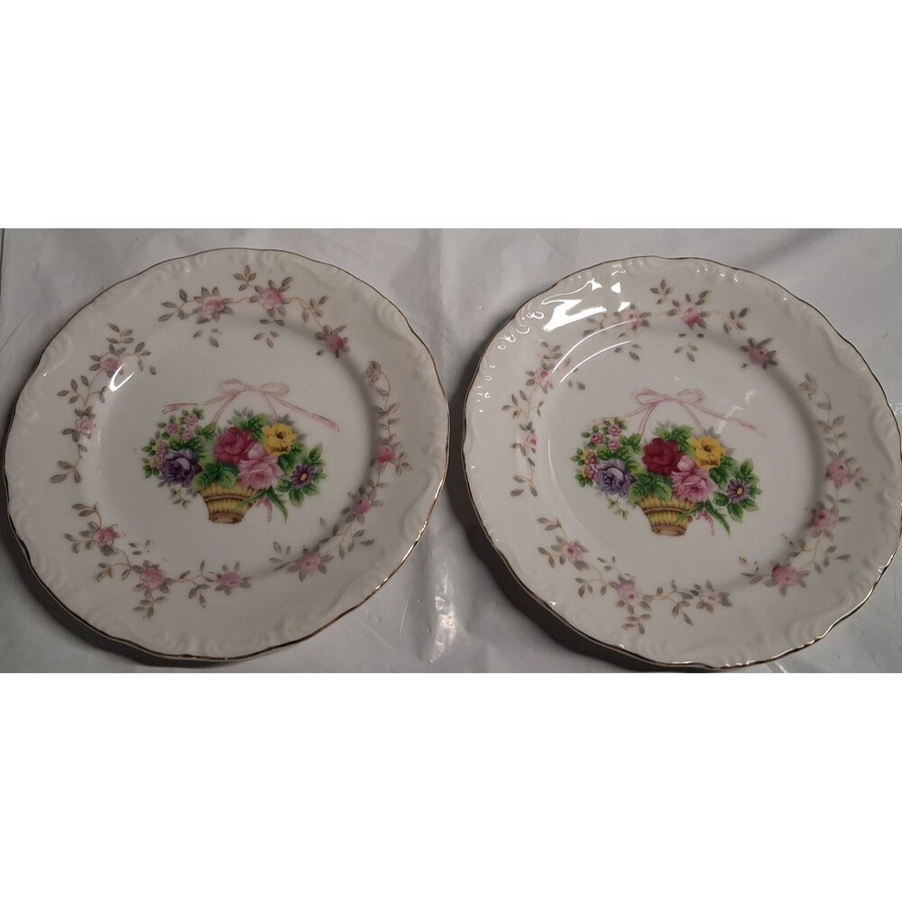 2 Gibson Desi Designs Bellissimo Dinner Plate 9.5 All Blue Flowers Discontinued